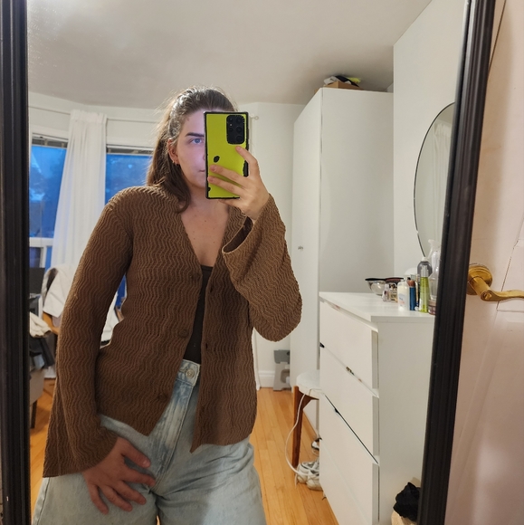 BNWT H&M Crochet Effect Knit Cotton Cardigan, US XS - Picture 3 of 8